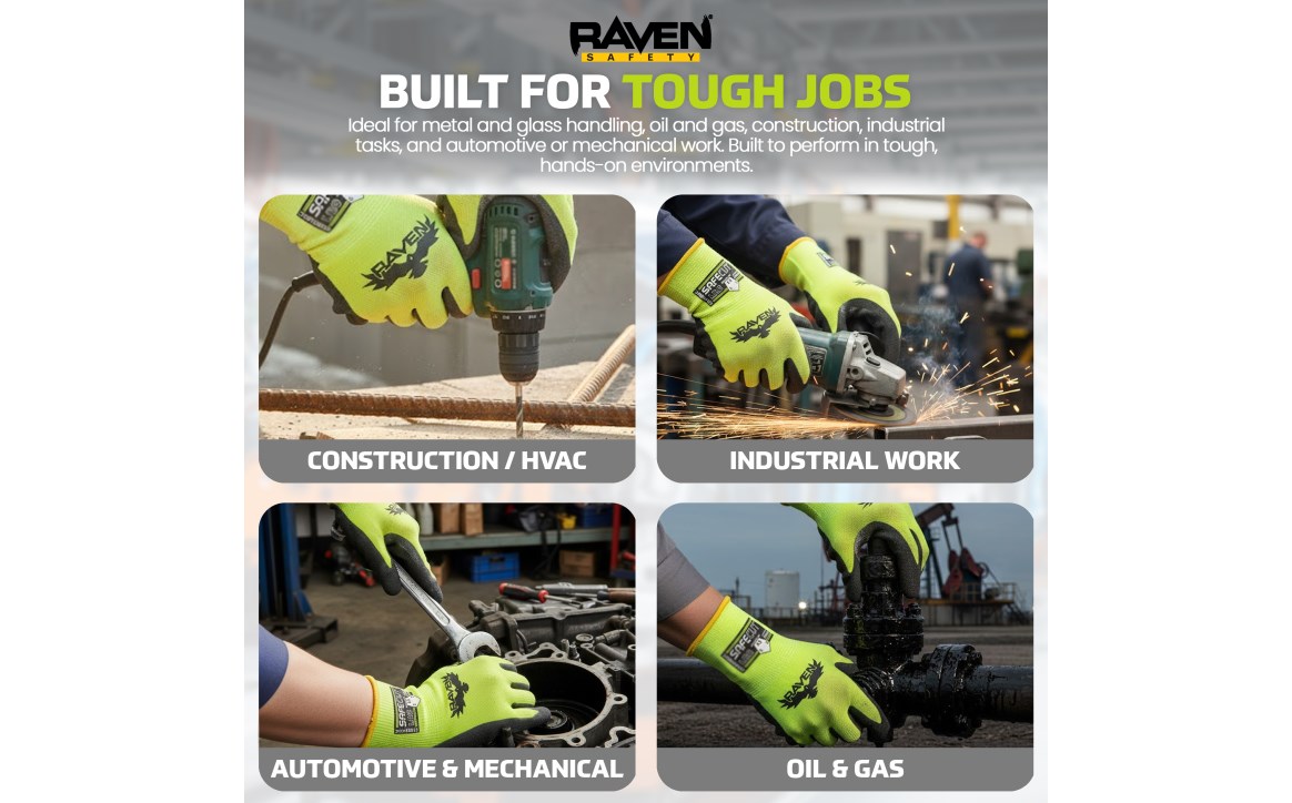 SAS Safety Group | Hi-Viz Raven® Safecut™ A3 Sandy Nitrile Palm Glove